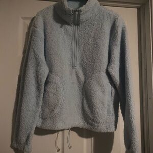 Women’s Medium NOBO Fleece Teddy Pullover Sweatshirt/Jacket Quarter Zip Blue